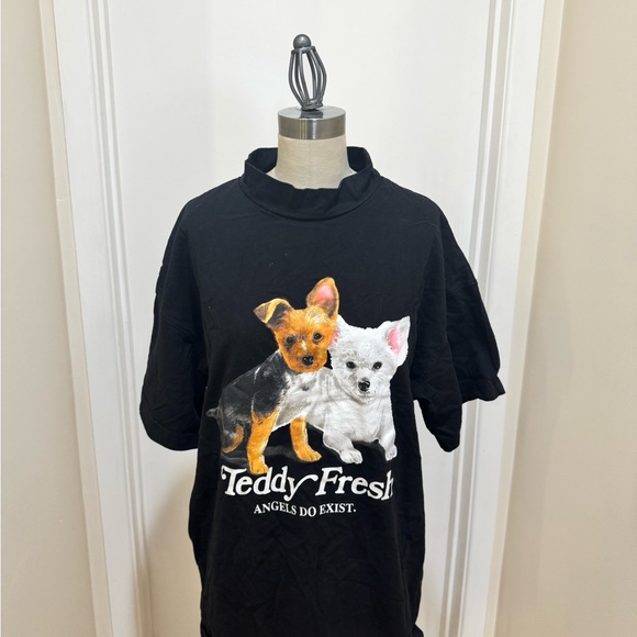 Teddy Fresh Tops - Teddy Fresh Black Tee with Adorable Dog Duo